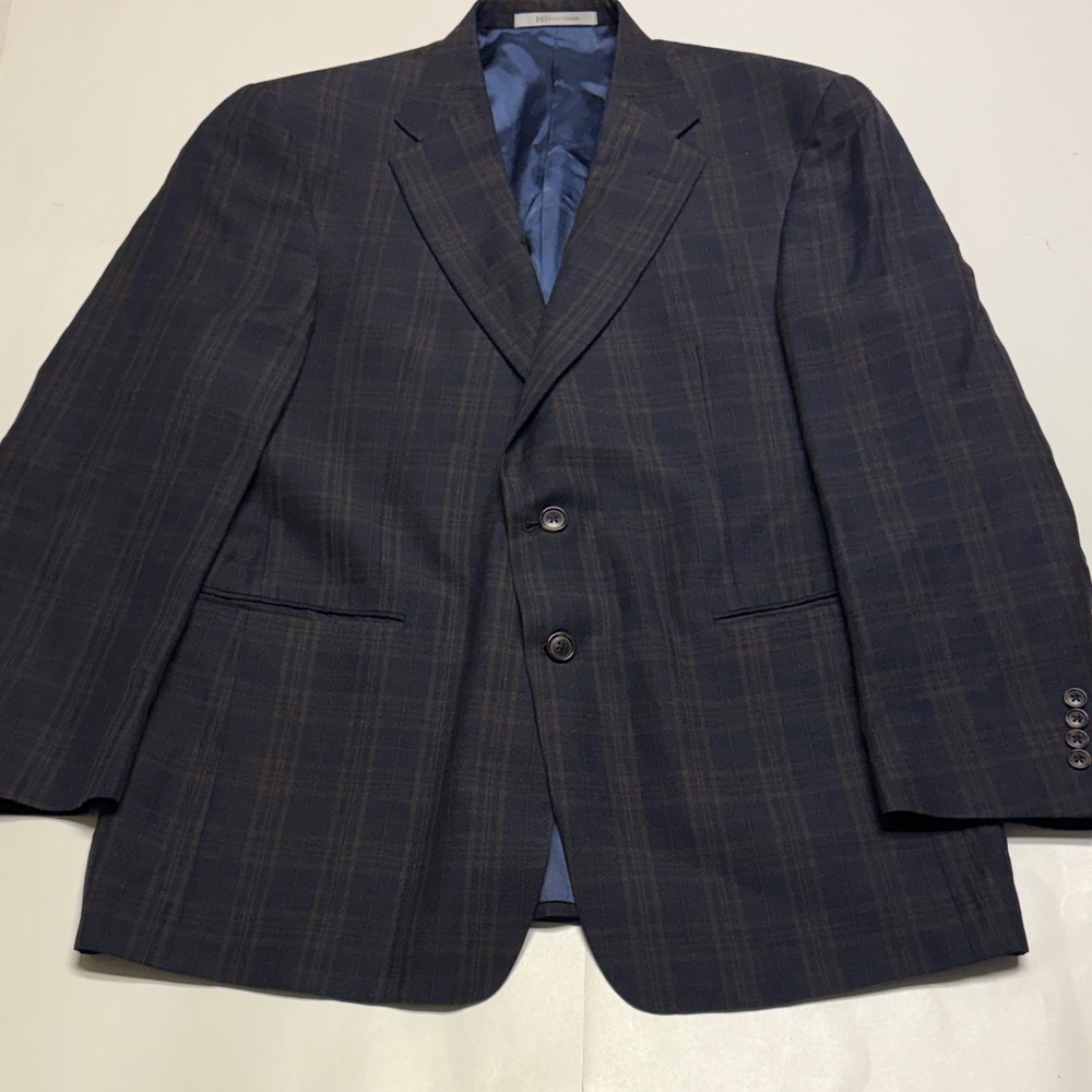 Hickey Freeman black and brown men’s plaid jacket size 42 regular